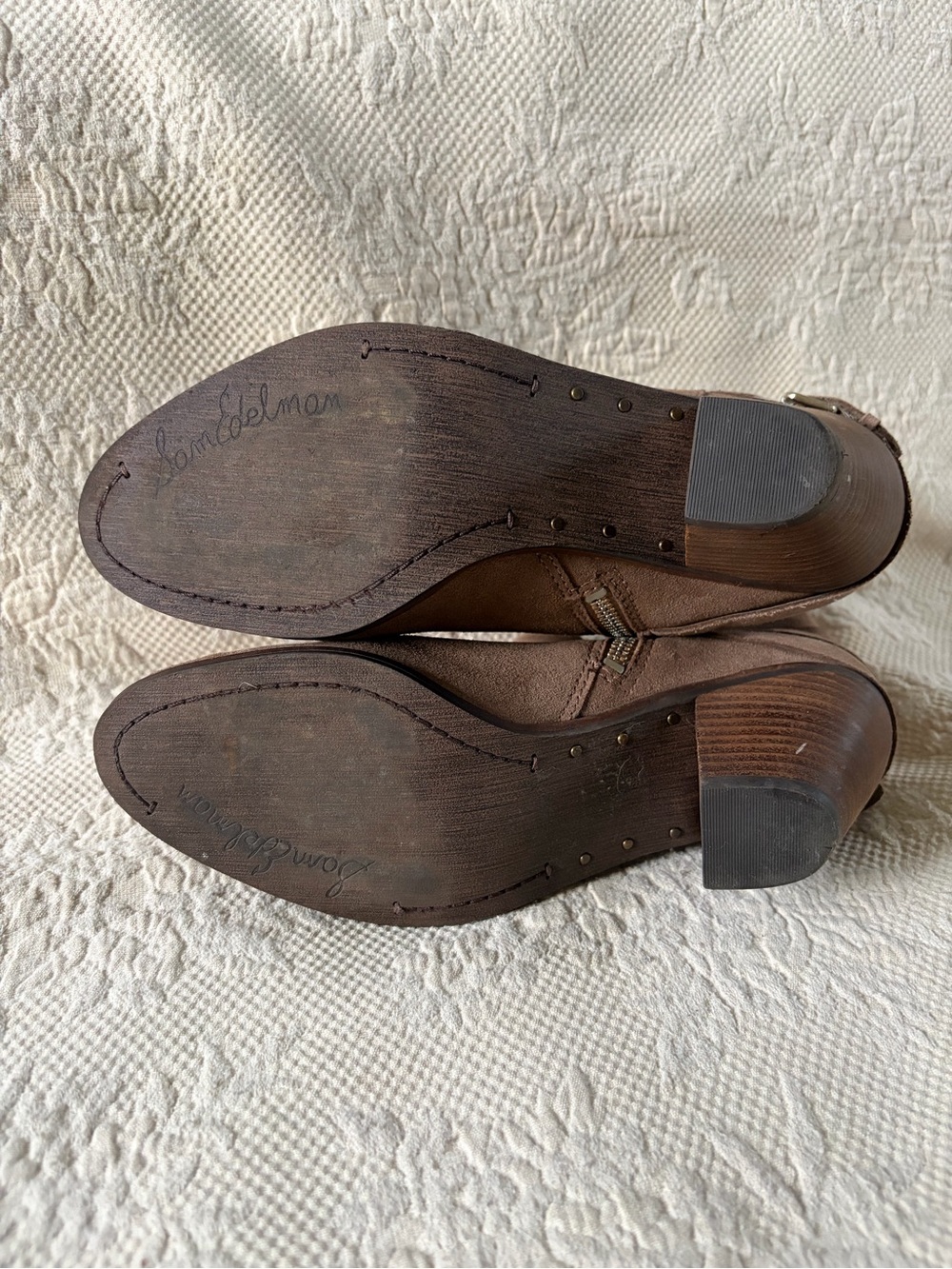 Sam Edelman Suede Ankle Booties in Taupe Brown - Picture 5 of 7